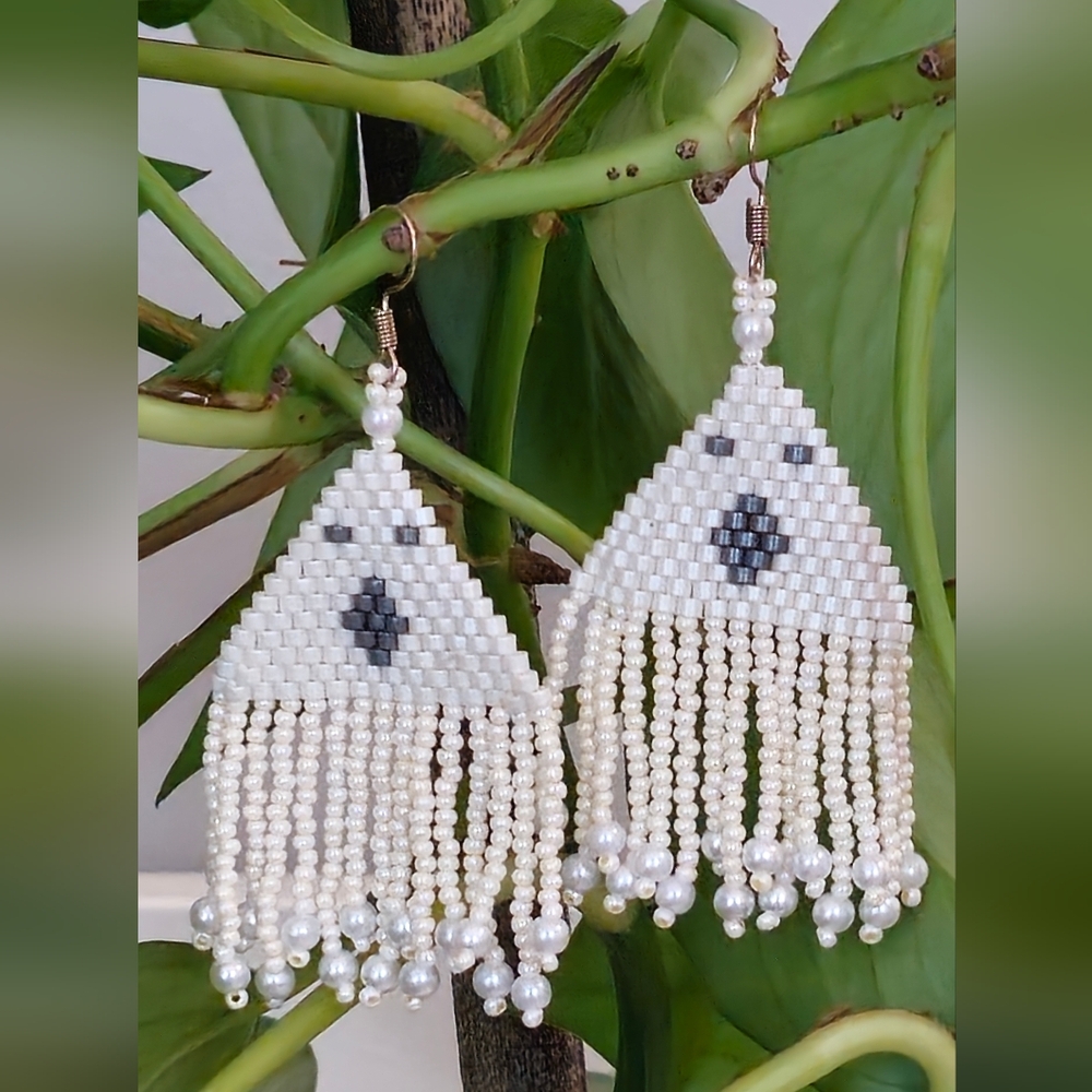 Halloween Earrings for women  small ghost beads handmade From Chez Beads - Picture 5 of 5